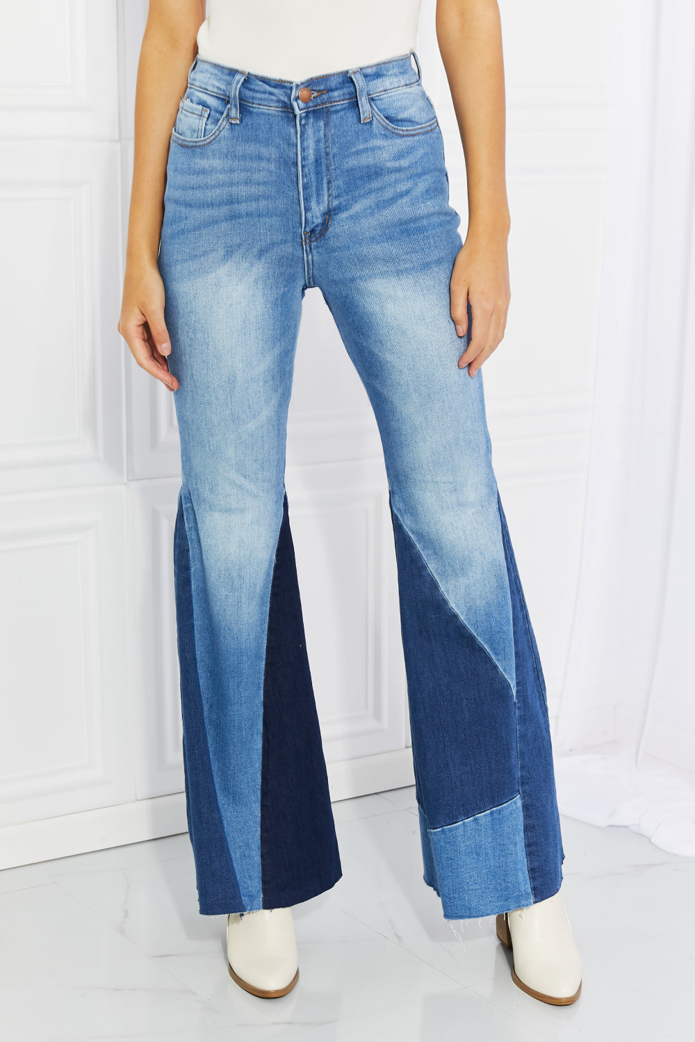 Sienna Full Size Color Block Flare Jeans